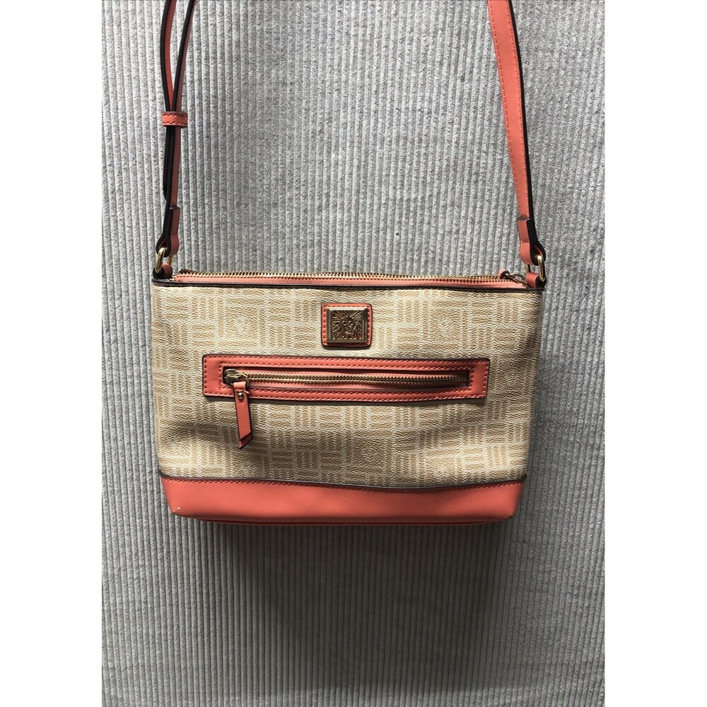 Anne Klein Crossbody Purse Adjustable Strap Tan Salmon Old Money Career